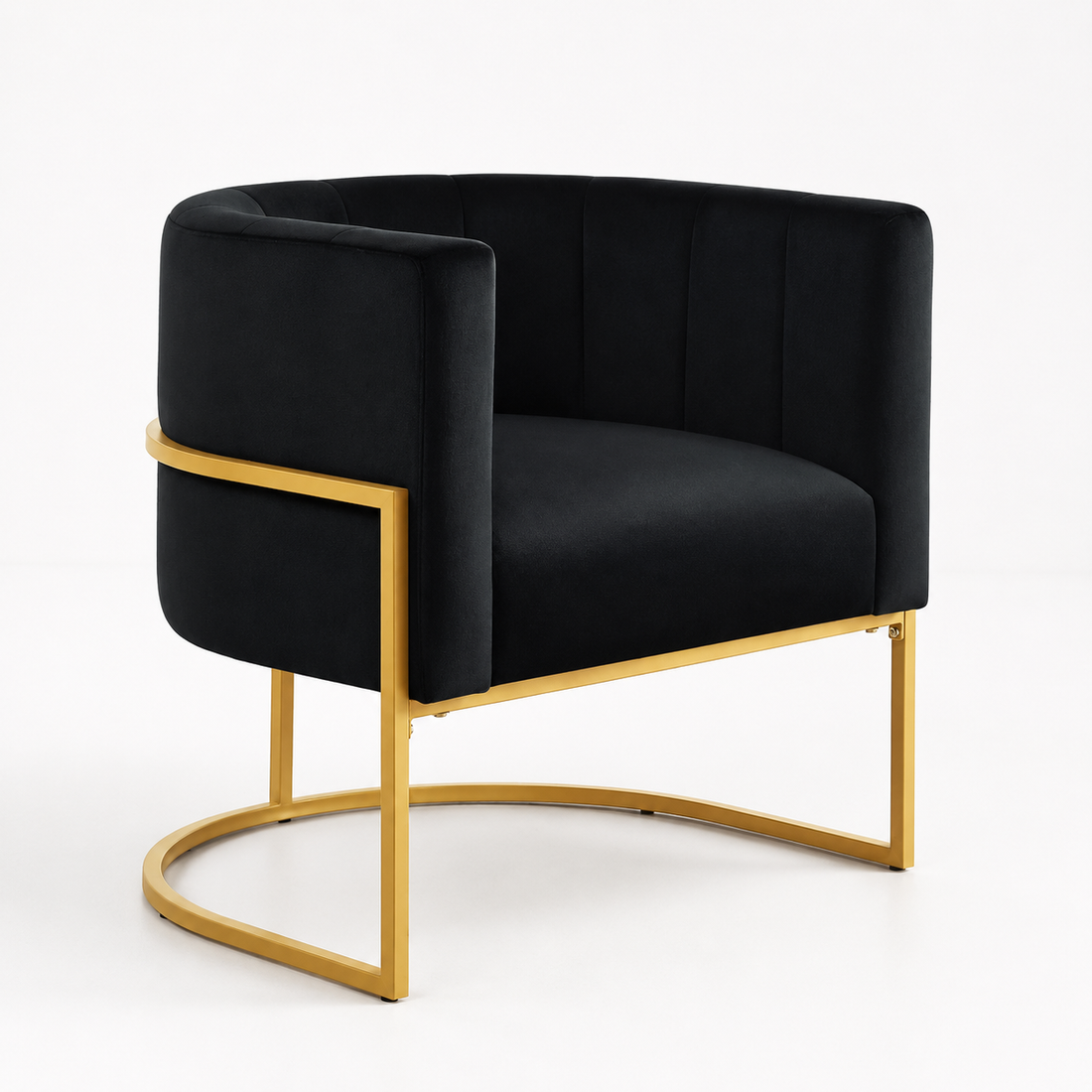 Luxury Velvet Accent Chair with Gold Metal Frame