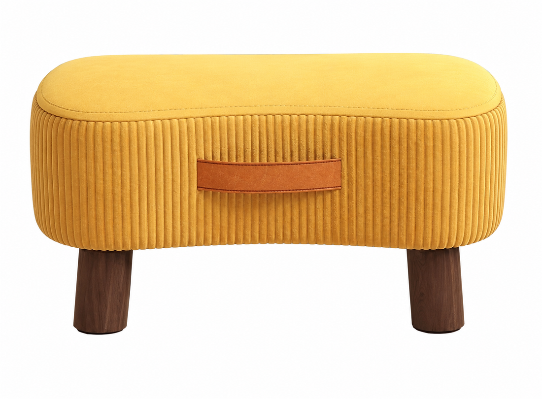 1 Seater Nordic Velvet Vanity Footstool with Handle