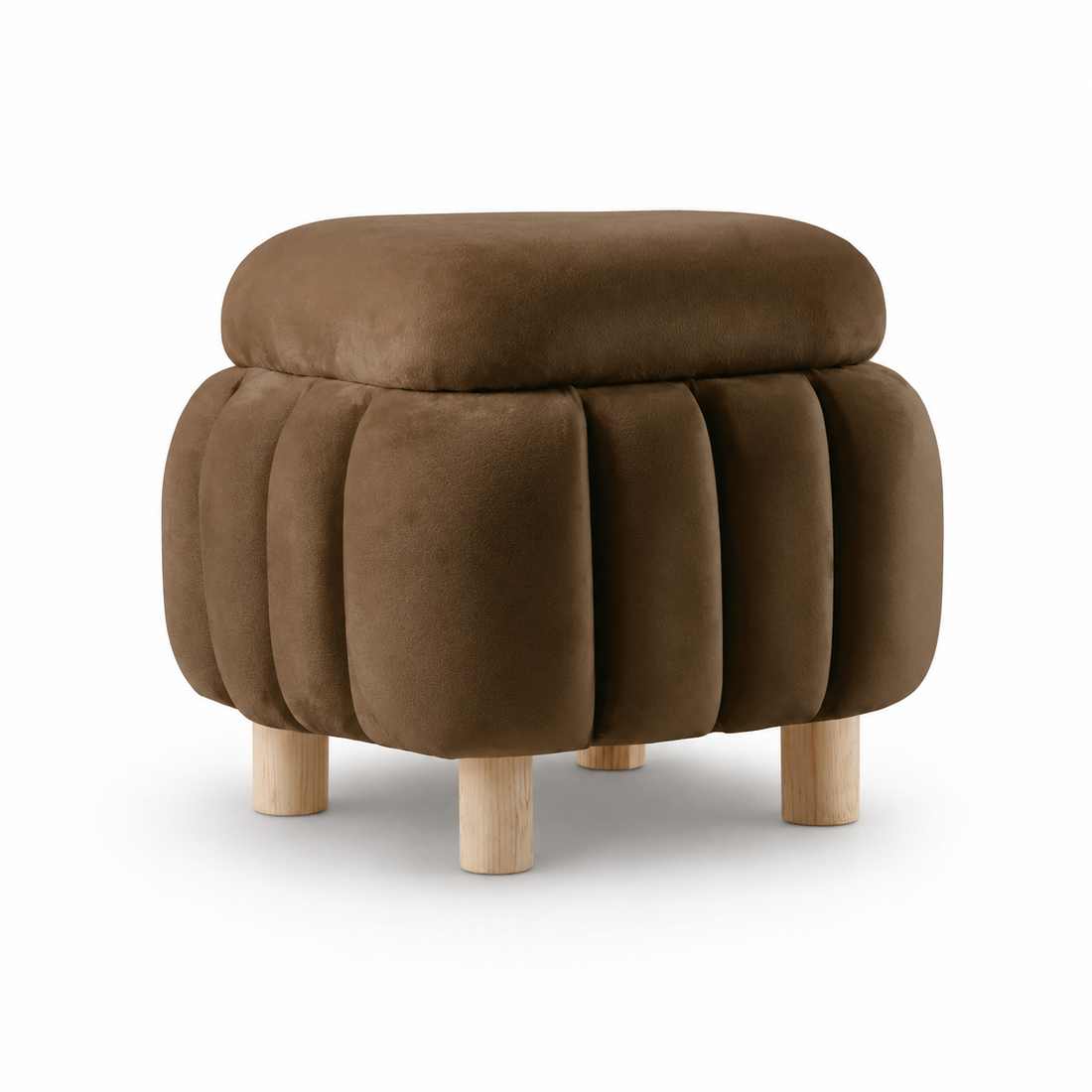 Luxury Quilted Square Velvet Ottoman Stool
