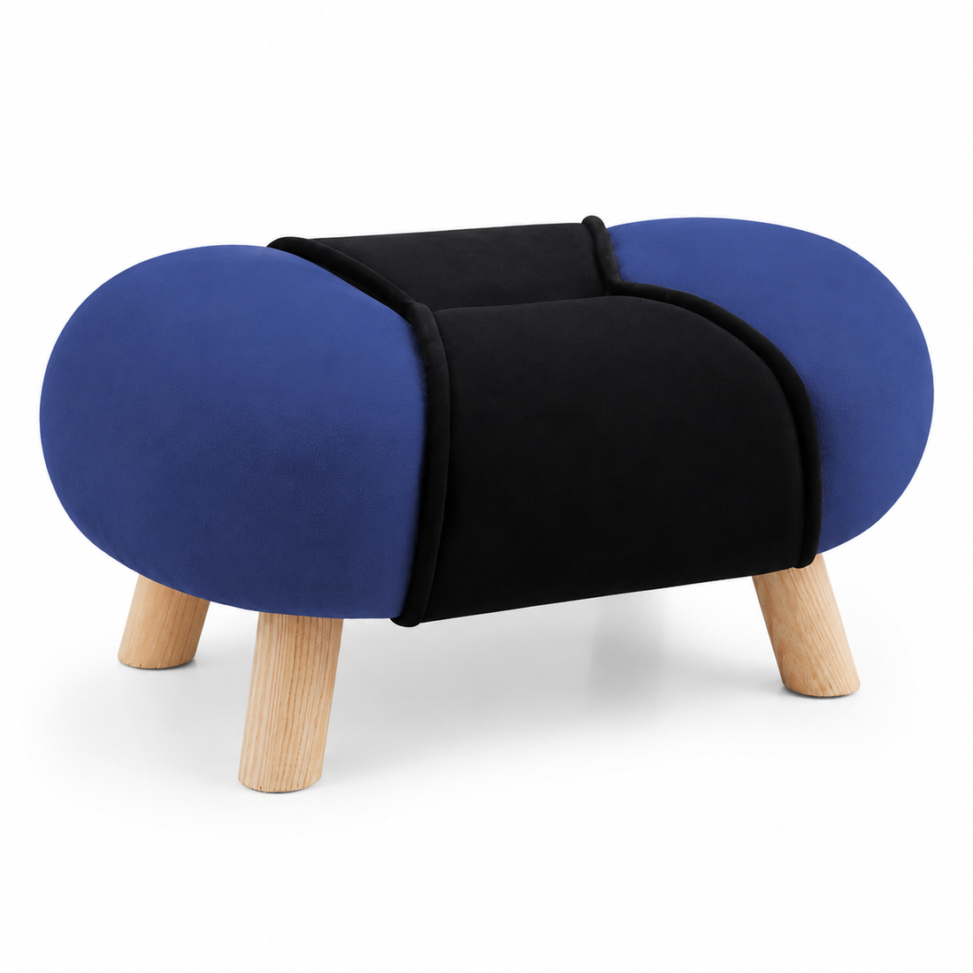 Two Tone Quilted Velvet Stool | Premium Upholstered Ottoman Footrest